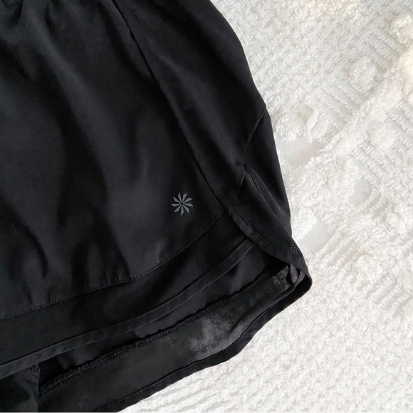 EUC Athleta Black Mesh Racer Run Short 4” Inseam Size Small - Picture 5 of 10